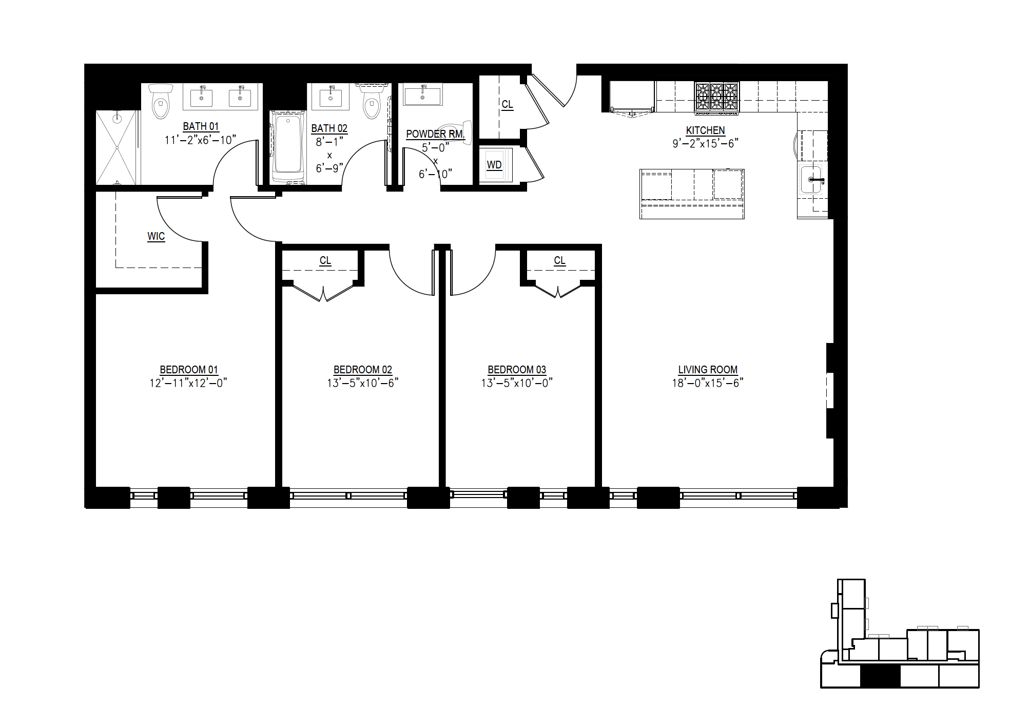Floor plan for 3 beds, 2.5 baths, 1460 sqft